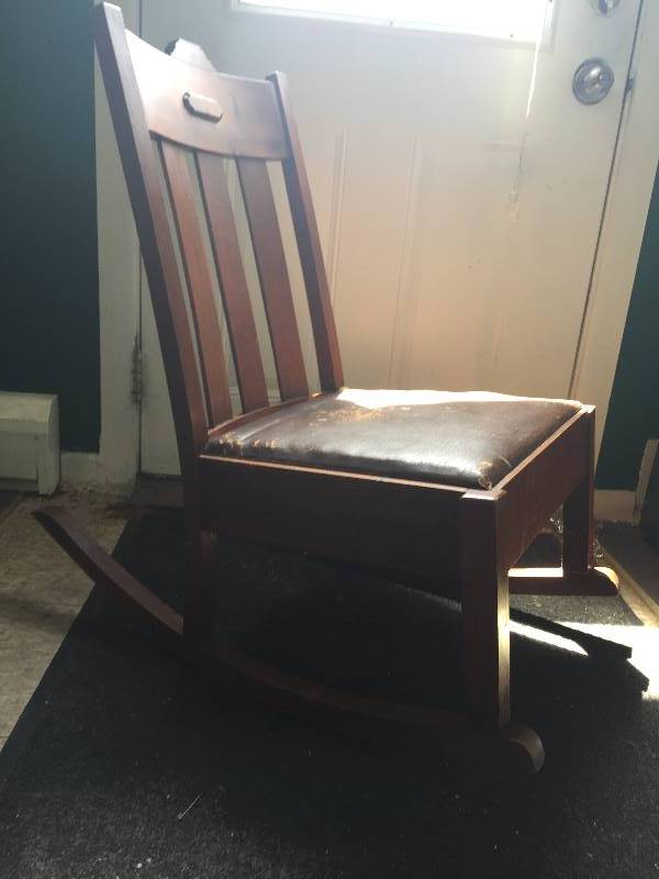 lot 137 image: Antique Rocking Chair Leather Seat