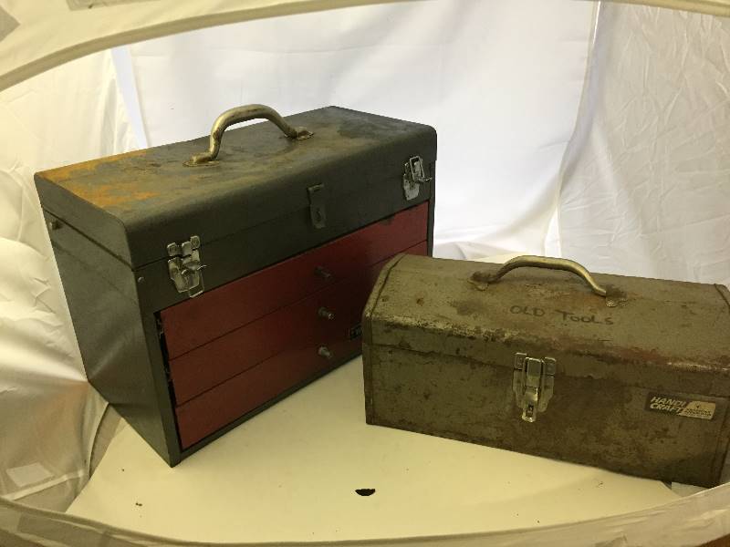 lot 156 image: 2 Vintage Metal Toolboxes