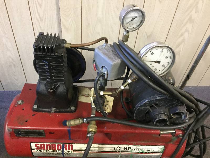 Sanborn Air Compressor 1/2 HP Kennedy Toolbox, CocaCola Cooler