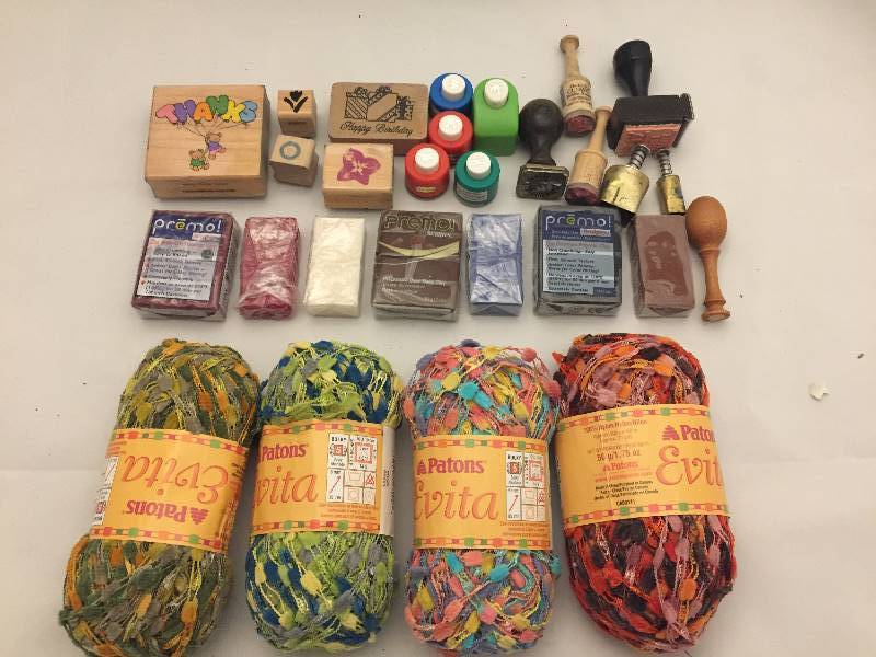 lot 193 image: Crafts - Specialty Yarns Punches Stamps Sculpey More