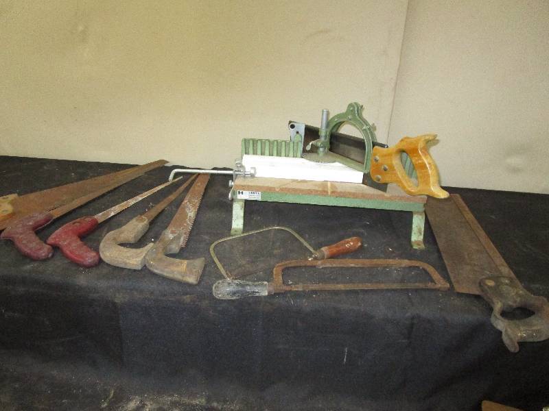 lot 26 image: Multiple Saws, Hand Saws, Mitre Box Saw