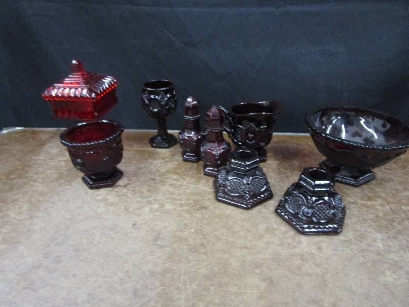 lot 109 image: Ruby Red Avon Red Glassware