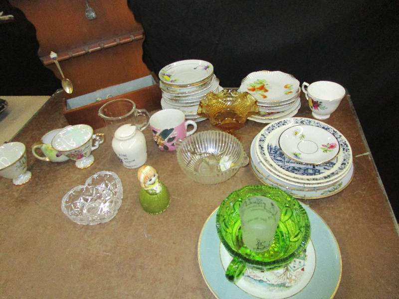 lot 131 image: Misc. Dishware, Collector spoons and holder