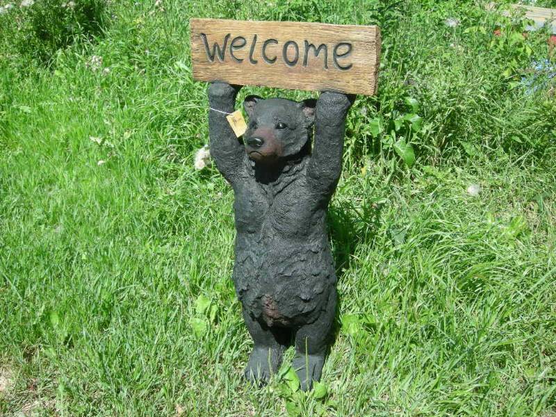 Black Bear Welcome Sign Statue