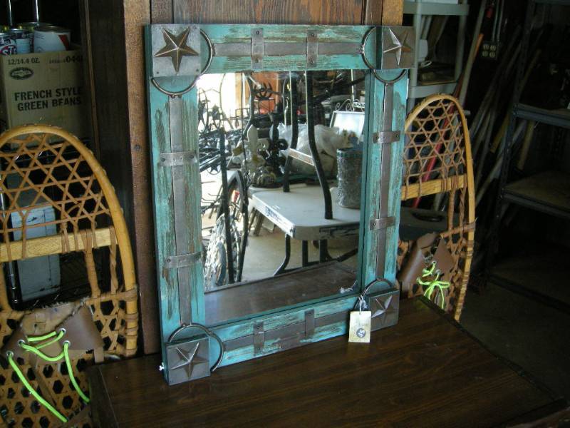 Distressed Look Wooden Mirror