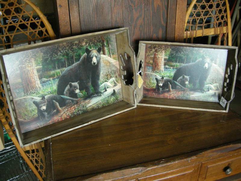 Black Bear Wooden Tray Set
