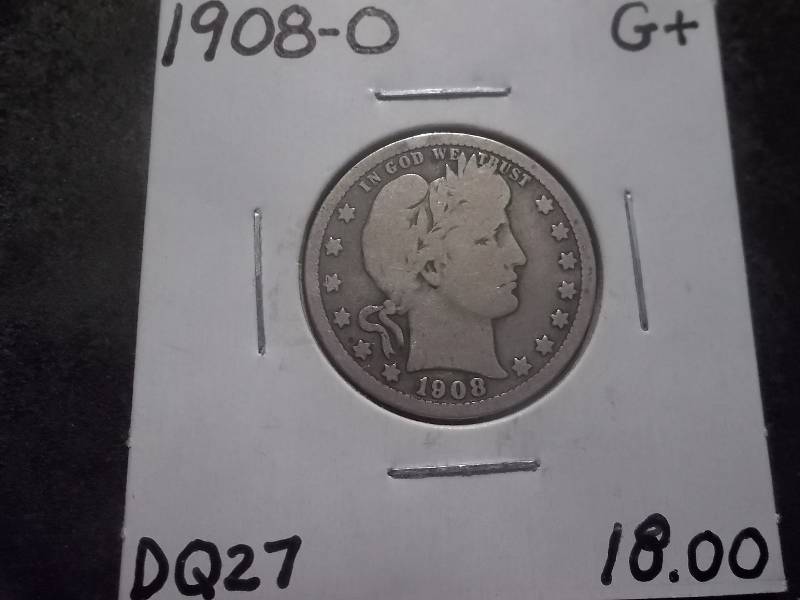 1908 O Barber Quarter