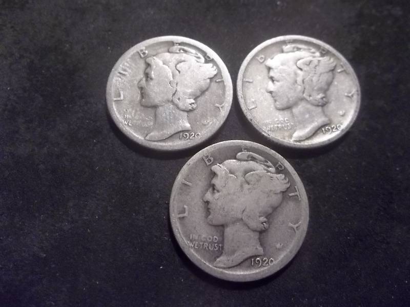 1920 P. D. S Mercury Dimes