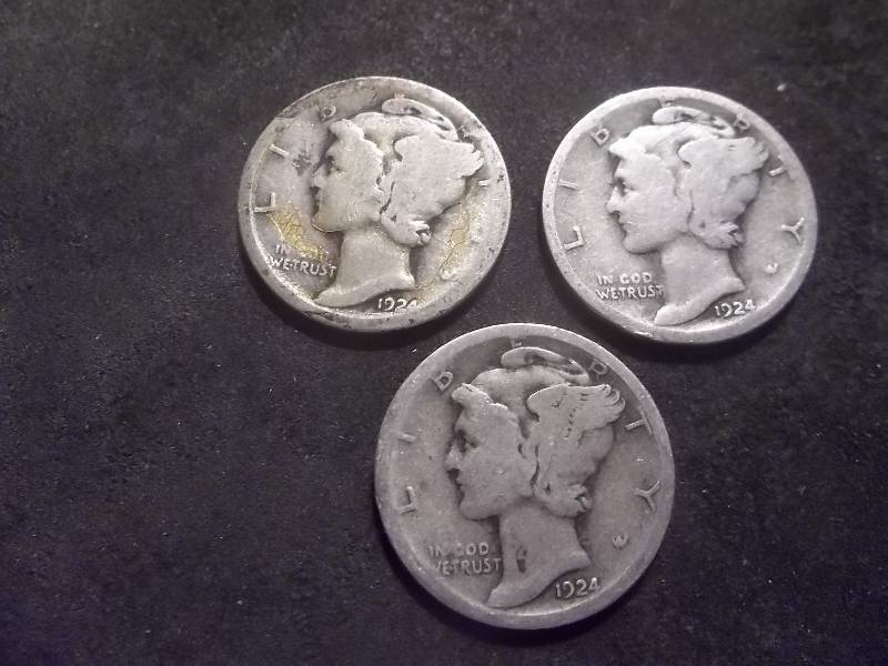 1924 P. D. S Mercury Dimes