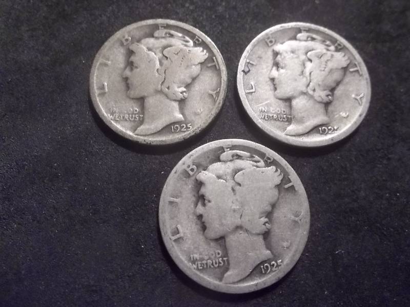 1925 P. D. S Mercury Dimes