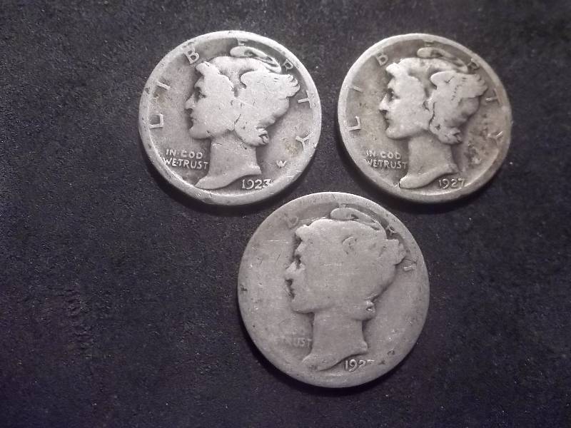 1927 P. D. S Mercury Dimes