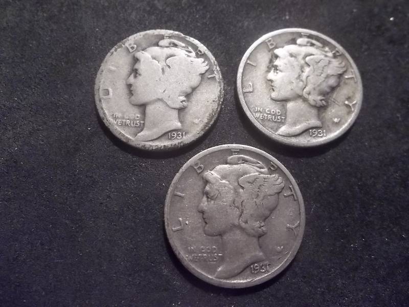 1931 P. D. S Mercury Dimes