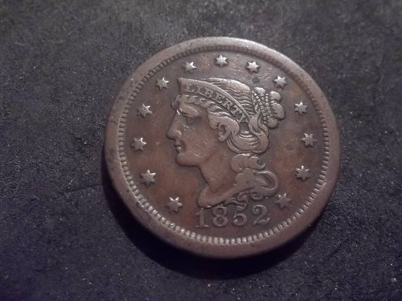 1852 Large Cent With Rotated Reverse