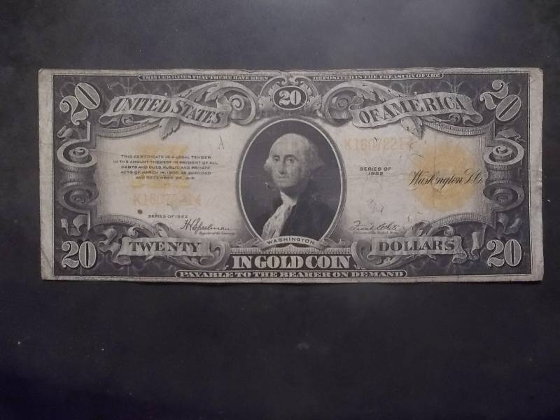 Twenty Dollar Gold Certificate 1922 Series