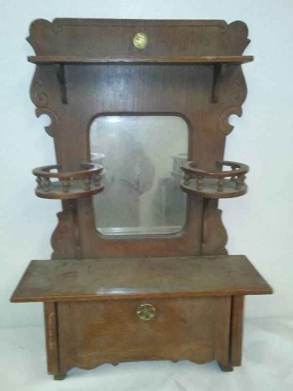 vintage style wall mirror and shelves
