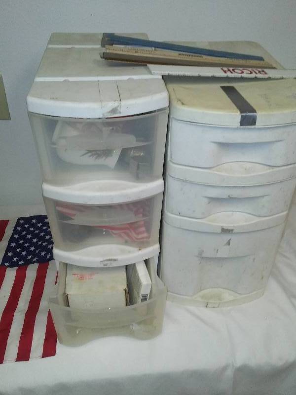 2 sets of craft drawers and contents
