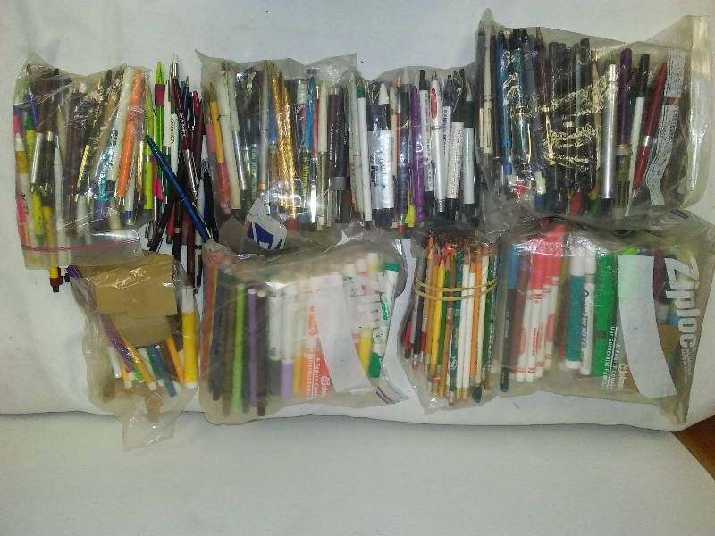 100s of pens, markers and pencils, vintage advertising