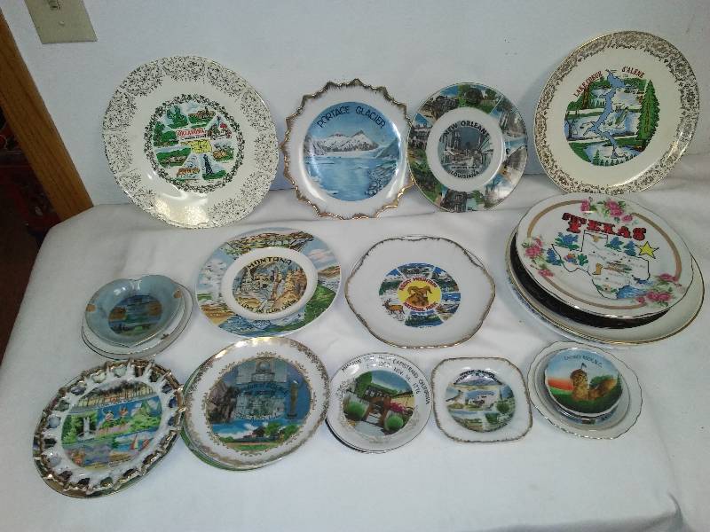 vintage travel souvenirs, plates