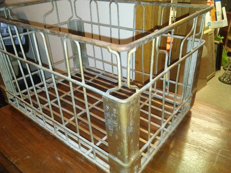 Milk crate, Cass Clay with duffel and more