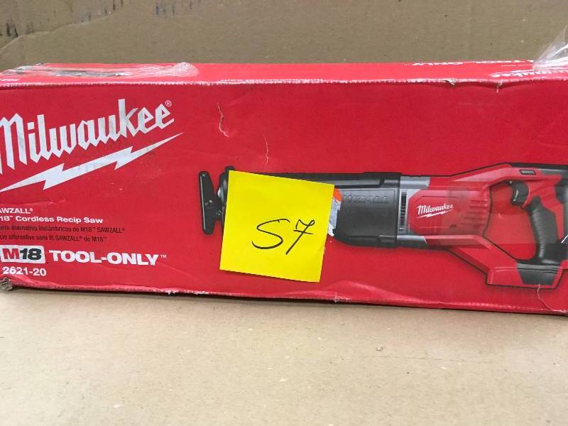 lot 57 image: Milwaukee M18 18-Volt Lithium-Ion Cordless SAWZALL Reciprocating Saw (Tool-Only) used in working conditions