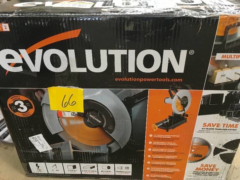 lot 66 image: Evolution 14 in. Multi-Purpose Chop Saw in working conditions