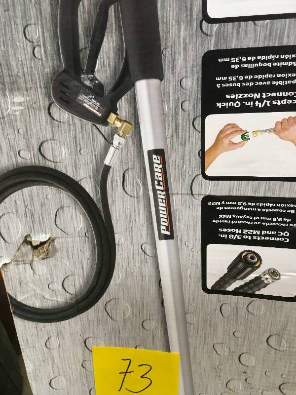 lot 73 image: Powercare 18 ft. 4,200-PSI Telescoping Spray Wand for Pressure Washers used in working conditions