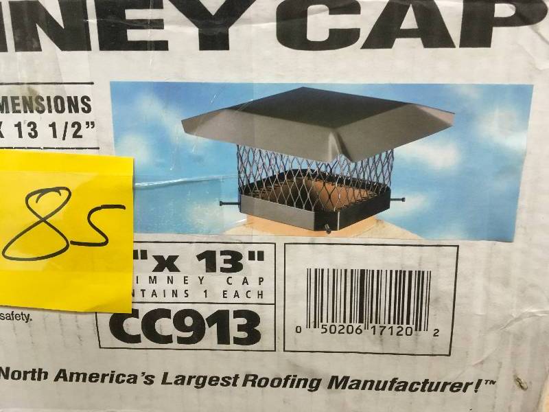 lot 85 image: Master Flow 9 in. x 13 in. Galvanized Steel Fixed Chimney Cap in Black not used