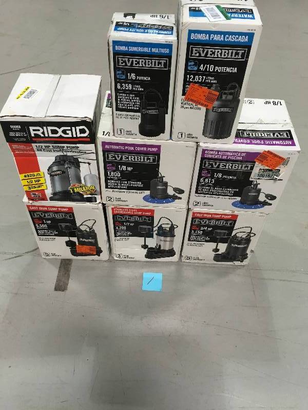 lot 1 image: Everbilt Sump Pump & Rigid Mix Lot of 8