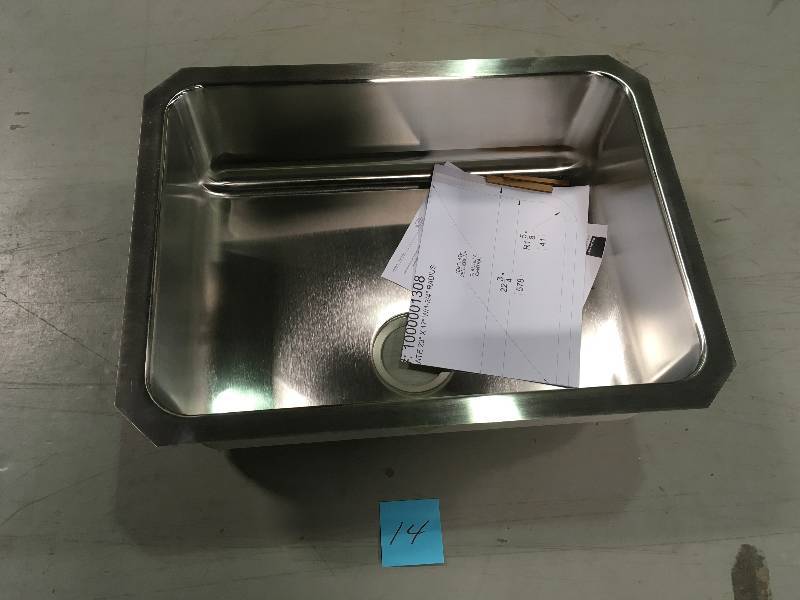 lot 14 image: ELKAY Lustertone Undermount Stainless Steel 26 in. Single Bowl Kitchen Sink in good conditions