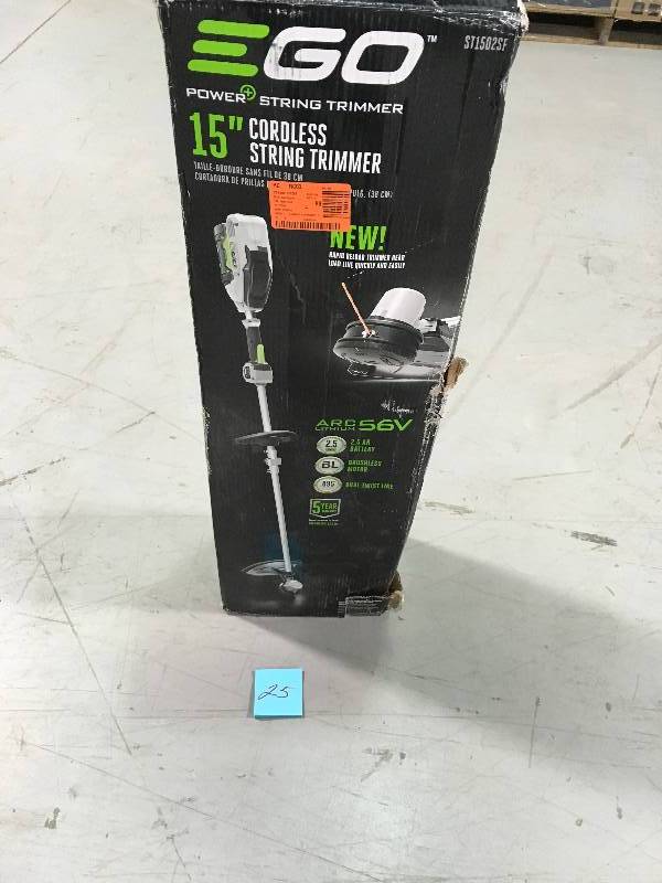 lot 25 image: EGO POWER 15 in. 56-Volt Lithium ion Cordless String Trimmer w Battery and Charger for EGO Multi-Head System in working conditions