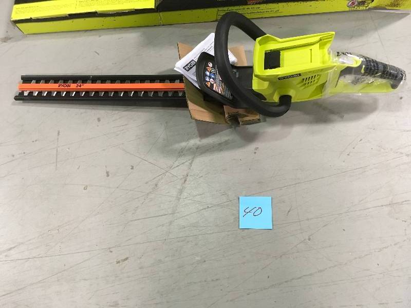lot 40 image: RYOBI 24 in. 40-Volt Lithium-Ion Cordless Hedge Trimmer - Battery and Charger Not Included in working conditions