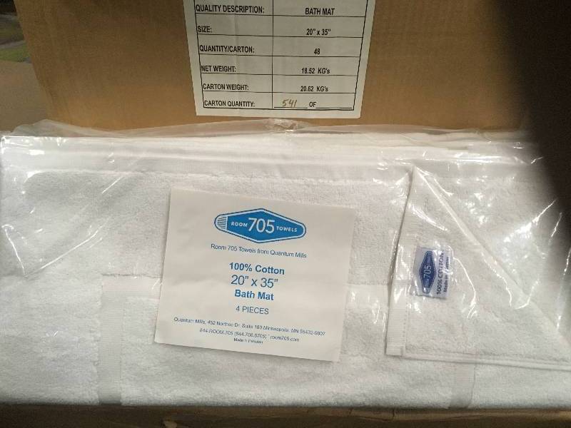 lot 55 image: Room 705 Towels 100% Cotton 20x35 Bath Mat 4 pieces  Quantity 48 pcs box lot New