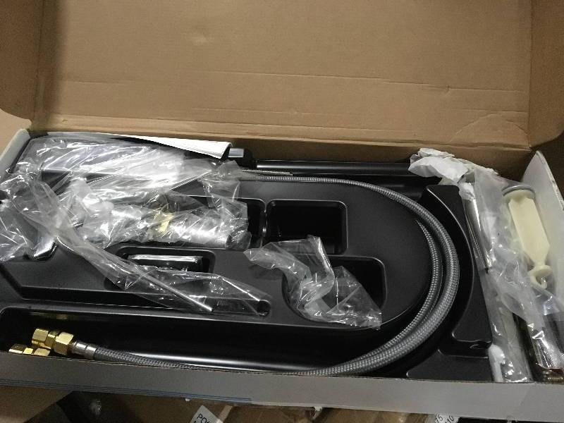 lot 77 image: MOEN 90-Degree Single Hole Single-Handle Low-Arc Bathroom Faucet in Chrome not used