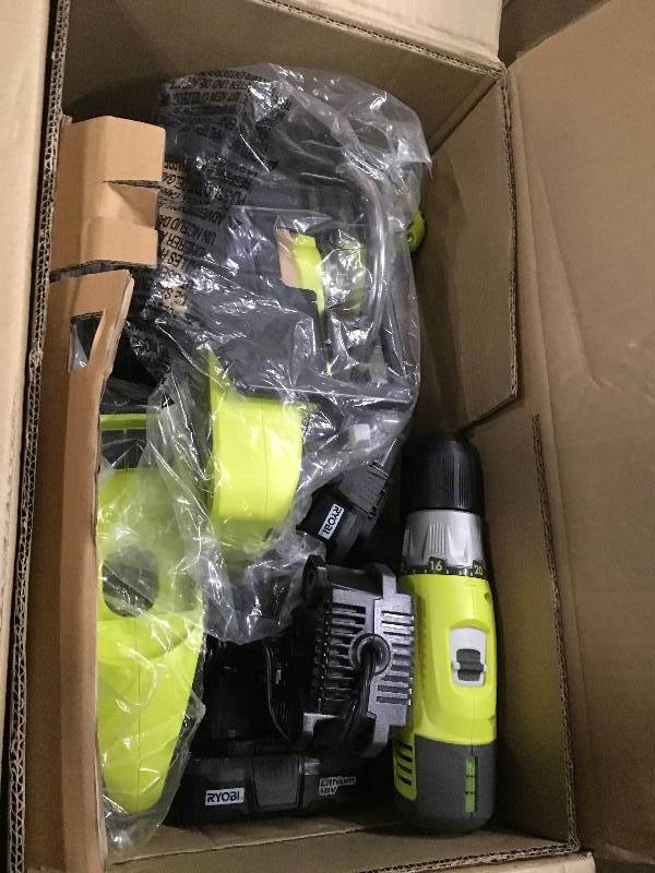 lot 89 image: Ryobi 18-Volt ONE Lithium-Ion Cordless Super Combo Kit (4-Piece) IN LIKE NEW WORKING CONDITIONS