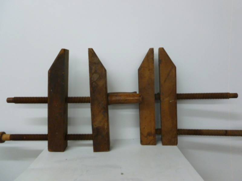 lot 128 image: Vintage Wood Clamps