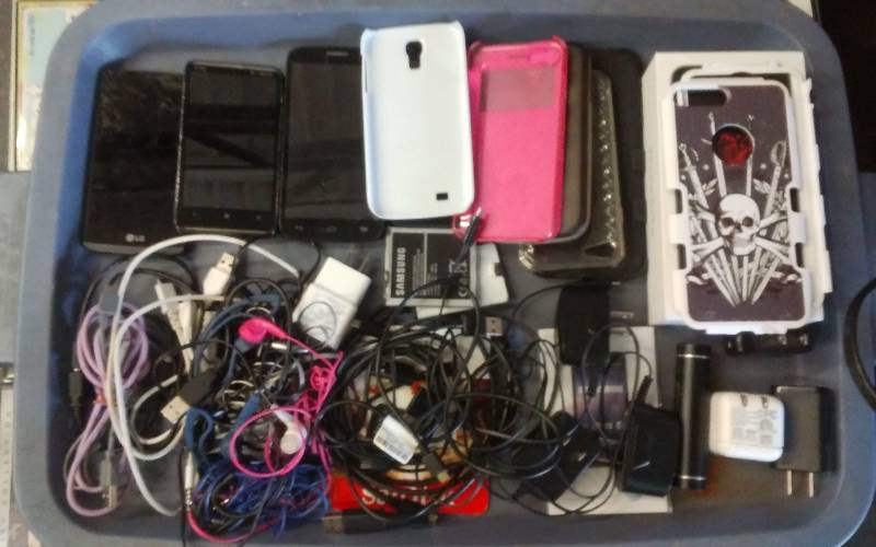 lot 4 image: Lot Of Assorted Cell Phones, Chargers, Cases, Batteries, Ear Buds, Related