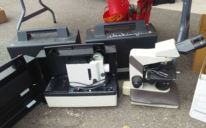 lot 49 image: Nikon Microscope, Lab-O-Phot 2, 3-Dukane Micromatic 2 Projectors