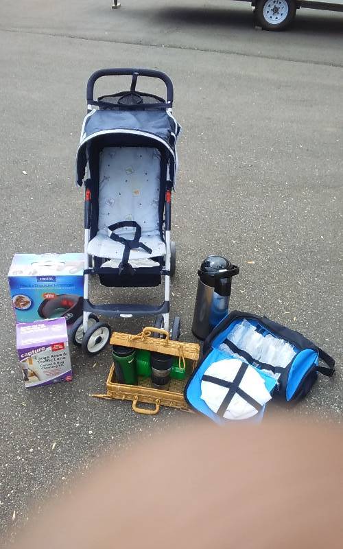 lot 59 image: Stroller, Picnic Set & Basket, Neck Massage, Carpet Cleaner