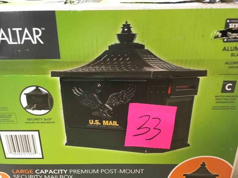 Gibraltar Hamilton Black Locking Aluminum Large Post-Mount Mailbox