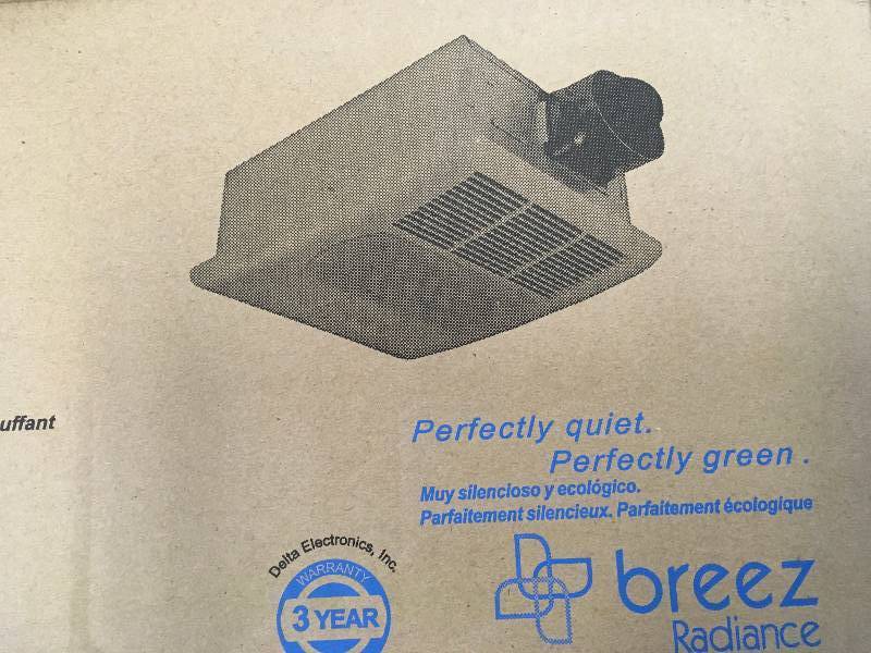 Delta Breez Radiance Series 80 CFM Ceiling Bathroom Exhaust Fan with Light and Heater in good conditions