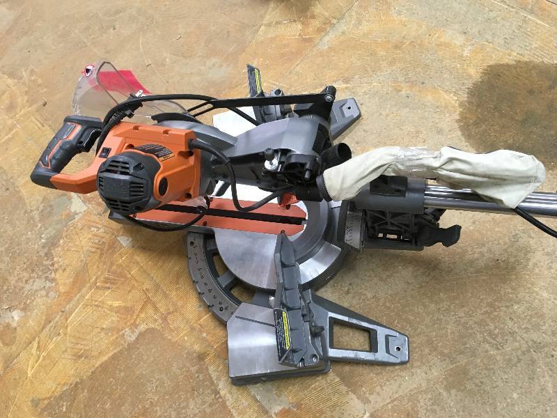 RIDGID 15 Amp 12 in. Corded Dual Bevel Sliding Miter Saw with 70° Miter Capacity in working conditions