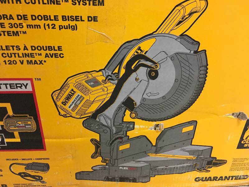 Dewalt FLEXVOLT 120-Volt MAX Lithium-Ion Cordless Brushless 12 in. Miter Saw w AC Adapter (Tool-Only) no used