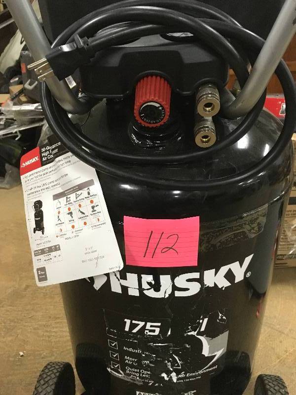 HUSKY 30 Gal. 175 PSI High Performance Quiet Portable Electric Air Compressor in like New working conditions