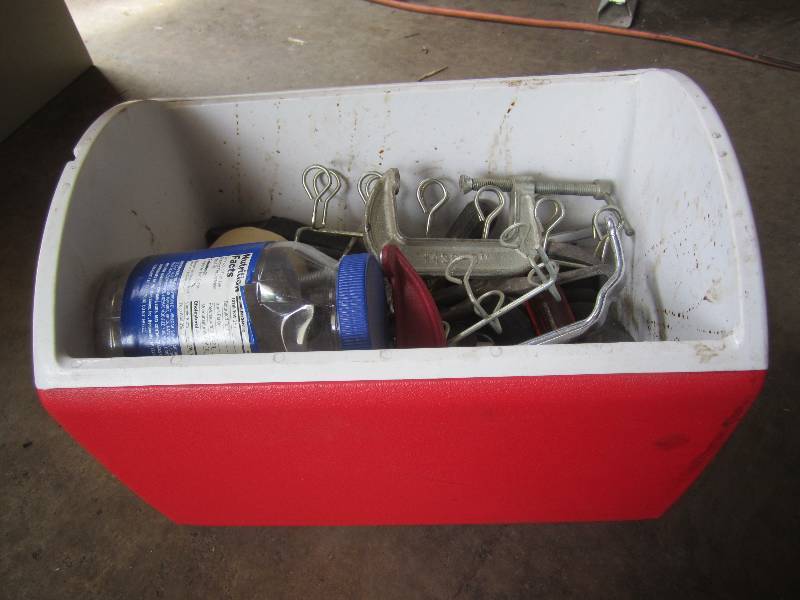 lot 10 image: Cooler Full of Misc Tools Etc.  RED...
