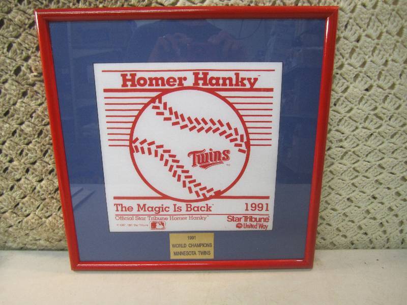 lot 41 image: Minnesota Twins Framed Homer Hanky ...