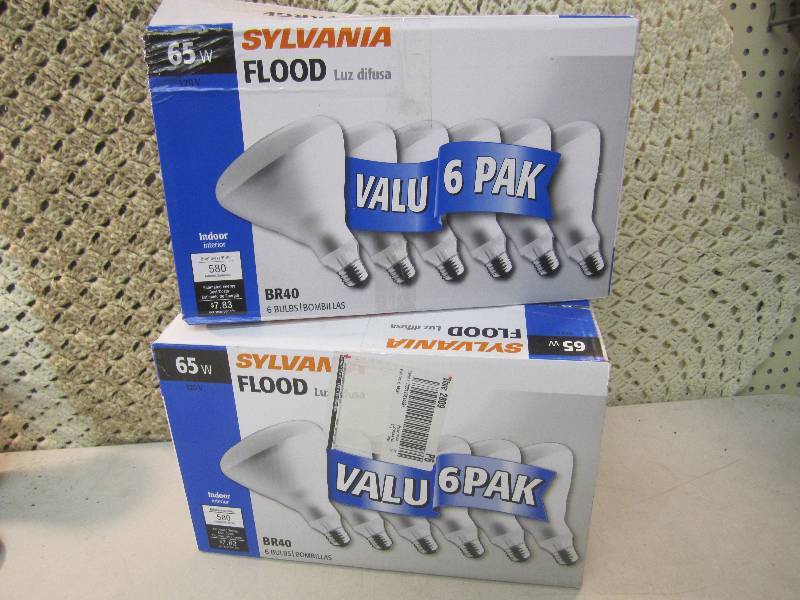 lot 62 image: 2 Boxes of Valu 6 Pak Sylvania 65W ...