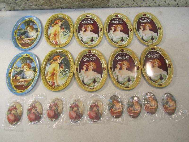 lot 128 image: Lot of 10 Coca-Cola Mini Tin Plates...