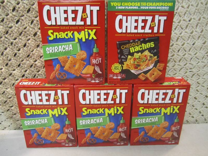 lot 142 image: 5 Boxes of Chez-It Snacks Best by M...