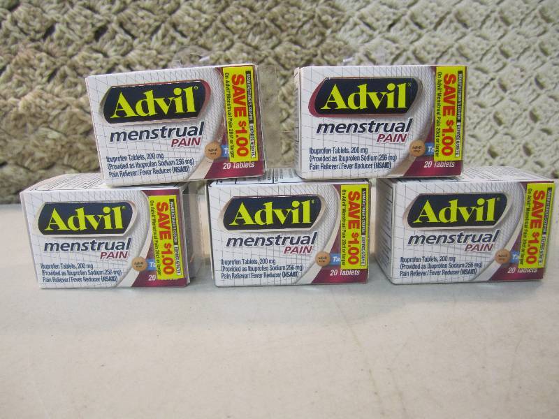 lot 150 image: 5 Boxes of Advil Menstrual Pain Tab...