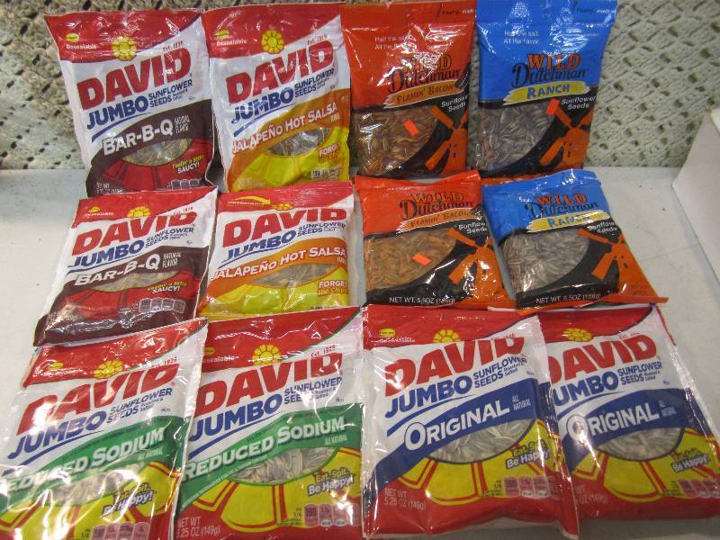 lot 152 image: 12 Bags of Various Flavored Sunflow...
